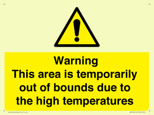 Warning This area is temporarily out of bounds due to the high temperatures